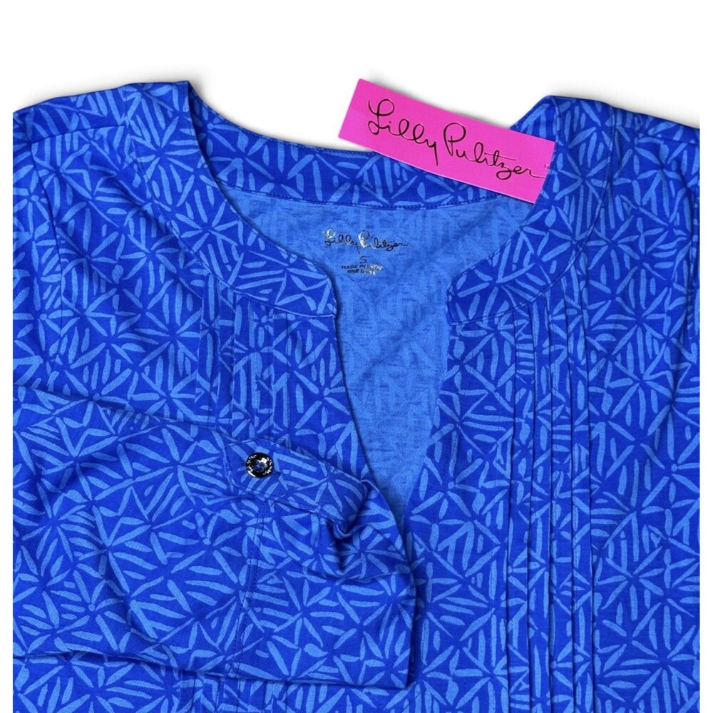Lilly Pulitzer Fairfax 3/4 Sleeve Dress Alba Blue Easy Peasy Pintucks Sz S NWT